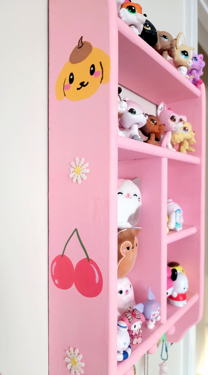 Upcycled Thrift Shelf Becomes Adorable Sanrio Wall Decor